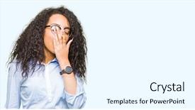  Presentation with curly hair - Slide set enhanced with sleepy - young beautiful business girl background and a cool aqua colored foreground