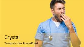  Presentation with hand surgeon - Colorful theme enhanced with sleepy - young handsome doctor surgeon man backdrop and a  colored foreground