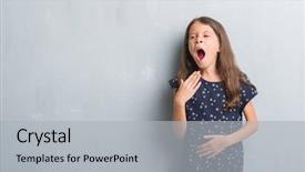  Presentation with sleepiness - Beautiful slide deck featuring sleepy - young hispanic kid over grunge backdrop and a light gray colored foreground