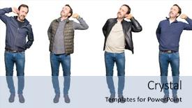  Presentation with collage - Audience pleasing PPT theme consisting of collage of handsome middle age man wearing different looks over white isolated background stretching back tired and relaxed sleepy and yawning for early morning backdrop and a light blue colored foreground