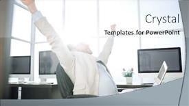  Presentation with front desk - Beautiful theme featuring sleepy businessman sitting in front of the desk backdrop and a white colored foreground