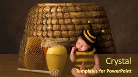  Presentation with bee - Cool new PPT theme with beehives - sleepy cute baby in bee backdrop and a tawny brown colored foreground