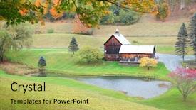  Presentation with rural - Presentation design having sleepy hollow - vermont rural landscape in autumn background and a yellow colored foreground