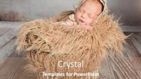  Presentation with infant - Presentation theme having sleepy-infant-in-basket background and a coral colored foreground