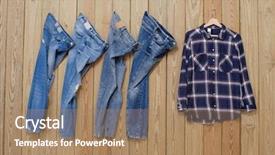  Presentation with long sleeve - Audience pleasing theme consisting of sleeve blue and red checker backdrop and a coral colored foreground