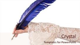  Presentation with quill pen - Amazing PPT theme having sleeve writing with a quill backdrop and a lemonade colored foreground