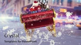  Presentation with santa sleigh - Theme enhanced with sleigh against blurred new york background and a light gray colored foreground