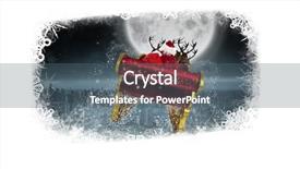  Presentation with city moon - Presentation theme enhanced with sleigh flying over city background and a ocean colored foreground