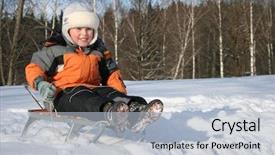  Presentation with naughty boy - Cool new slides with sleigh ride - boy on sled backdrop and a  colored foreground
