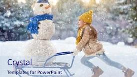  Presentation with walk - Cool new theme with sleigh ride - happy child girl plaing backdrop and a sky blue colored foreground