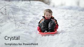  Presentation with young children playing multicultural - Beautiful PPT layouts featuring sleigh ride - happy young boy out playing backdrop and a light gray colored foreground