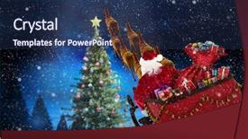  Presentation with low angle view of hockey - PPT theme consisting of sleigh ride - high angle view of santa background and a ocean colored foreground