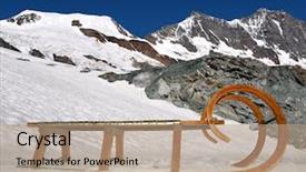  Presentation with alps - Amazing slide deck having sleigh ride - old wooden sledge in swiss backdrop and a coral colored foreground