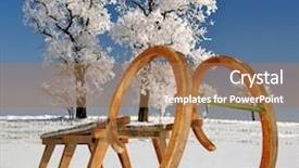  Presentation with old books on a wooden - Colorful PPT layouts enhanced with sleigh ride - old wooden sledge backdrop and a coral colored foreground