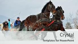  Presentation with horse - Amazing presentation design having sleigh ride - people with horse sledge outdoor backdrop and a white colored foreground