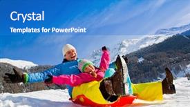  Presentation with snow blizzard in winter - Slides having sleigh ride - winter fun snow sledding background and a cobalt blue colored foreground