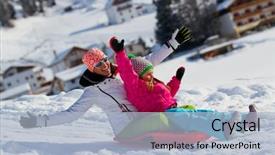  Presentation with snow blizzard in winter - Cool new presentation theme with sleigh ride - winter snow family sledding backdrop and a light blue colored foreground