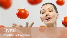  Presentation with healthy eating - Cool new presentation with slender girl eating healthy food backdrop and a coral colored foreground