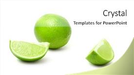  Presentation with lime green and white flower - Slides with slice and lime on white background and a white colored foreground