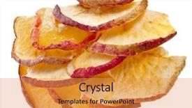  Presentation with fruit - Audience pleasing PPT theme consisting of candied apples - slice dried apple fruit isolated backdrop and a gold colored foreground