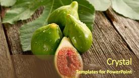  Presentation with fruit fig - Beautiful PPT theme featuring slice fig on wood background backdrop and a tawny brown colored foreground