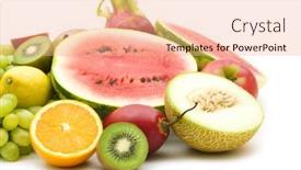  Presentation with fruits - Amazing PPT layouts having slice-fruits-on-white-background backdrop and a coral colored foreground