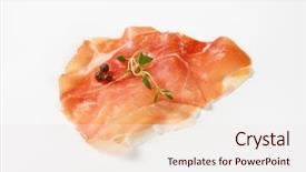  Presentation with thyme - PPT theme featuring slice of air dried ham background and a  colored foreground