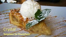  Presentation with ice cream cake - Slide set enhanced with slice-of-apple-pie-cake background and a tawny brown colored foreground