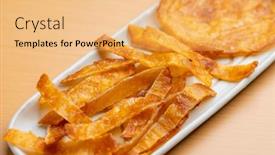  Presentation with dry fish - Presentation theme enhanced with slice-of-baked-dry-fish background and a yellow colored foreground