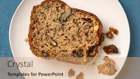  Presentation with white plate - Theme having slice-of-banana-bread background and a coral colored foreground