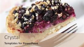  Presentation with bakery pie - Slide deck featuring slice-of-bilberry-pie background and a coral colored foreground