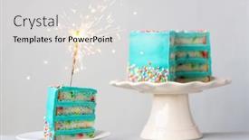  Presentation with birthday cake - Theme having slice-of-birthday-cake background and a light gray colored foreground