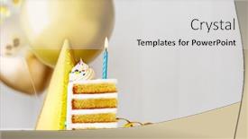  Presentation with balloons blue - Presentation with slice-of-birthday-cake background and a light gray colored foreground