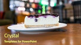  Presentation with cheesecake - Cool new presentation design with slice of blueberry cheesecake backdrop and a tawny brown colored foreground
