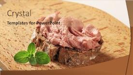  Presentation with liver - Slides consisting of slice of brown bread and smooth liver pate background and a coral colored foreground