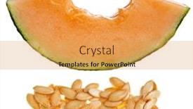  Presentation with melon - Amazing slides having slice of cantaloupe melon on white background backdrop and a yellow colored foreground