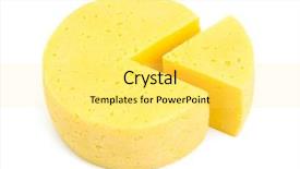  Presentation with diagram - Presentation consisting of slice of cheese lika a circle diagram isolated on white background background and a yellow colored foreground