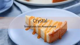  Presentation with cheesecake - Colorful presentation enhanced with slice of cheesecake with caramel backdrop and a coral colored foreground