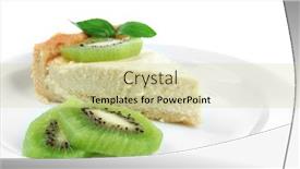  Presentation with kiwi fruit - Audience pleasing PPT layouts consisting of slice-of-cheesecake-with-kiwi backdrop and a soft green colored foreground