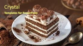  Presentation with tiramisu - Amazing PPT layouts having slice-of-chocolate-cake backdrop and a tawny brown colored foreground