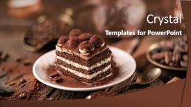  Presentation with tiramisu - Amazing theme having slice-of-chocolate-cake backdrop and a tawny brown colored foreground