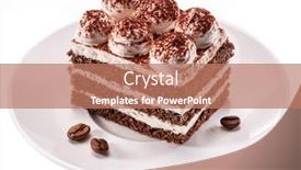  Presentation with tiramisu - Theme featuring slice-of-chocolate-cake background and a coral colored foreground