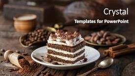  Presentation with tiramisu - Amazing theme having slice-of-chocolate-cake backdrop and a wine colored foreground