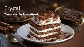  Presentation with tiramisu - PPT layouts consisting of slice-of-chocolate-cake background and a wine colored foreground