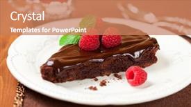  Presentation with cake brownies - Slide set featuring slice of chocolate cake background and a coral colored foreground