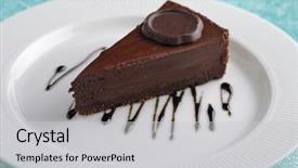  Presentation with indulgence chocolate - Audience pleasing slides consisting of slice of chocolate cheesecake closeup backdrop and a light gray colored foreground