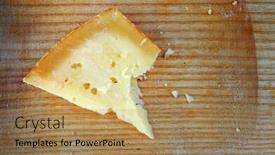  Presentation with cutting board - Amazing PPT theme having slice-of-delicious-cheese-pecorino backdrop and a coral colored foreground