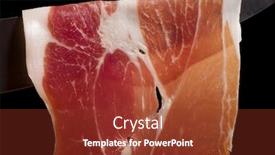  Presentation with dry - Colorful slide deck enhanced with slice-of-dry-cured-ham backdrop and a tawny brown colored foreground