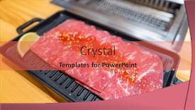  Presentation with fresh meat - Presentation theme featuring slice-of-fresh-beef-meat background and a red colored foreground
