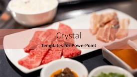  Presentation with fresh meat - Presentation design consisting of slice-of-fresh-beef-meat background and a coral colored foreground